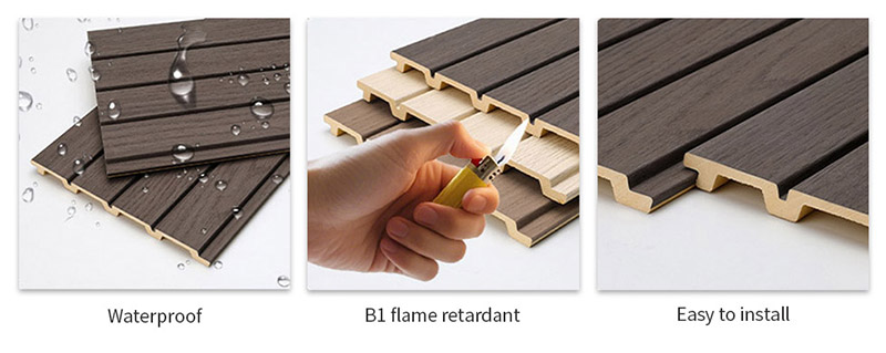لوحات الحائط البلاستيكية المخددة ذات النهاية الخشبية