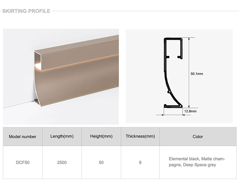لوح حافة من الألومنيوم LED مقاس 50*9 مم