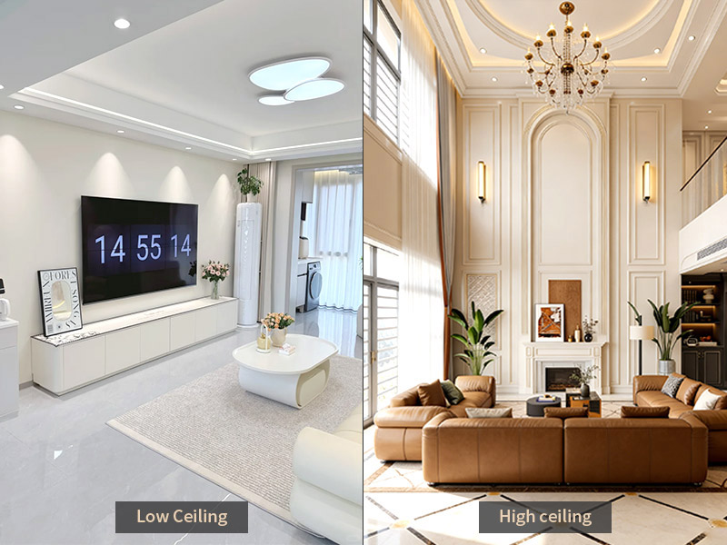 دليل ارتفاع ألواح الحواف العميقة للأسقف المنخفضة مقابل المرتفعة