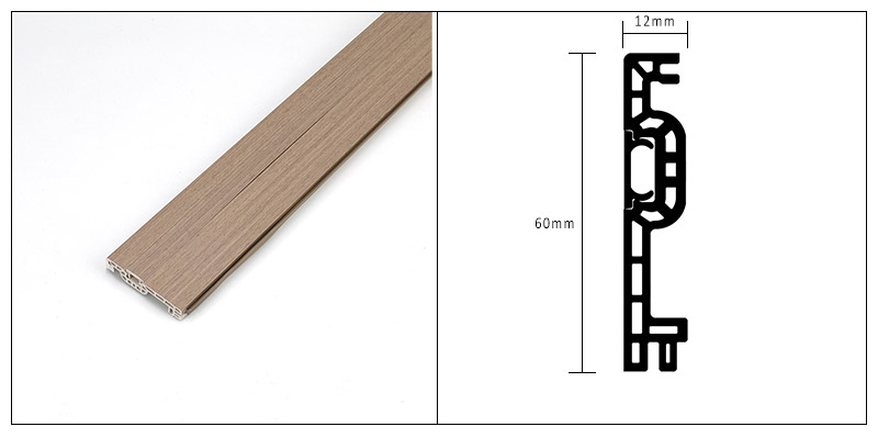 60*12 مللي متر WPC لوح التفاف الأظافر المخفي