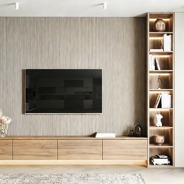 لوحة حائط WPC بتصميم نصف دائرة مقاس 158*15 مم