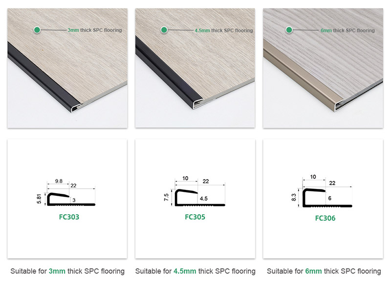 شريط انتقالي للأرضية بغطاء مربع من الألومنيوم