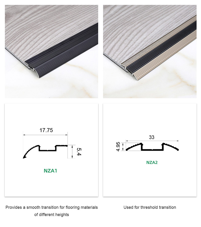  شريط عتبة من الألومنيوم مضاد للانزلاق مع بطانة مطاطية