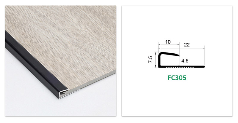 شريط انتقالي للأرضية بغطاء مربع من الألومنيوم